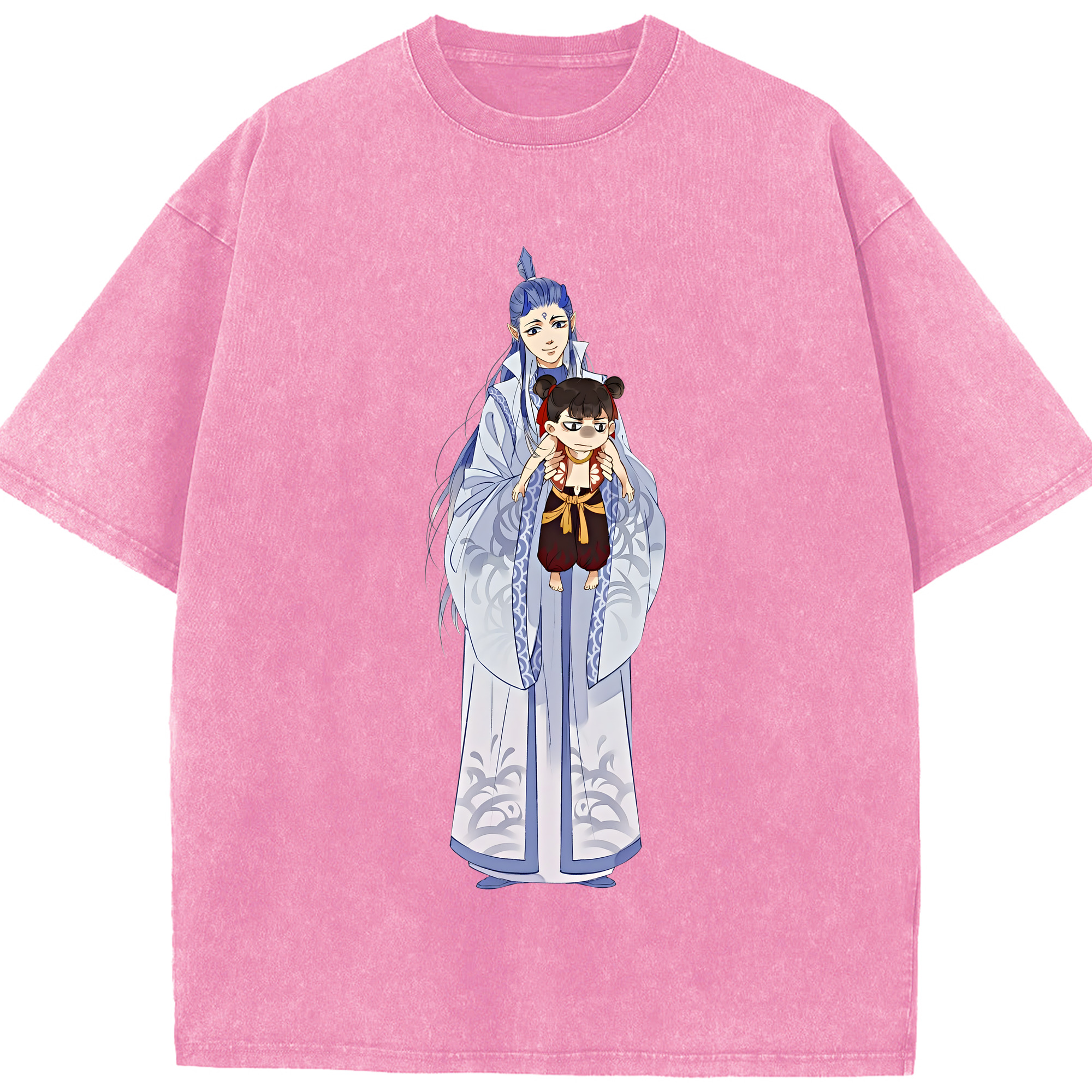 （画像用） Ne Zha 2 ナタ 魔童の大暴れ 綿100% ヴィンテージ風 半袖Tシャツ（フロントプリント）